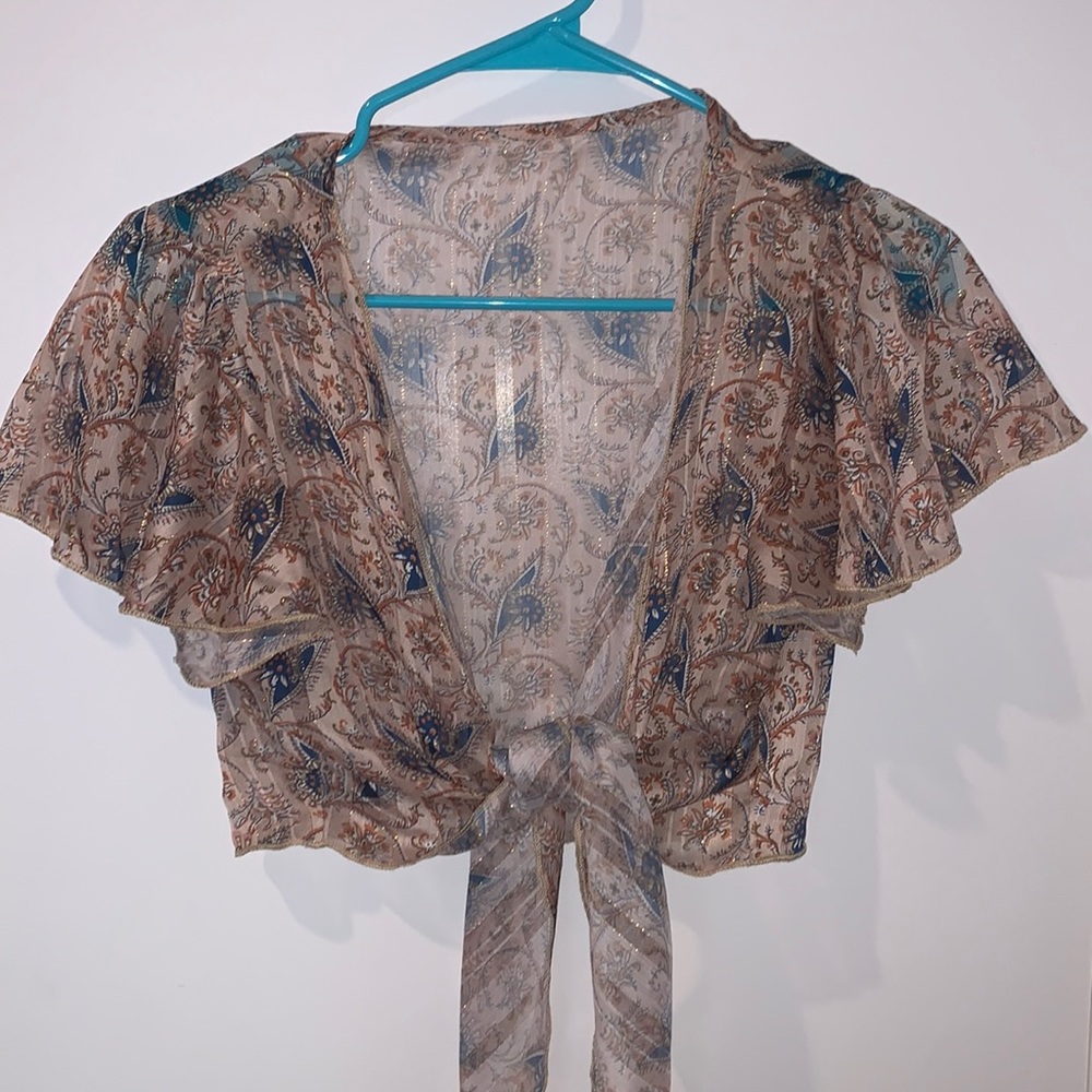flowy floral print wrap top